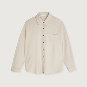 Oak + Fort Oversized Knit Long Sleeve Button-Up Shirt Texture Sz S Oatmeal Women